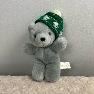 Chosun Gray Teddy Bear Plush Stuffed Animal Toy Green White Knit Stocking Hat
